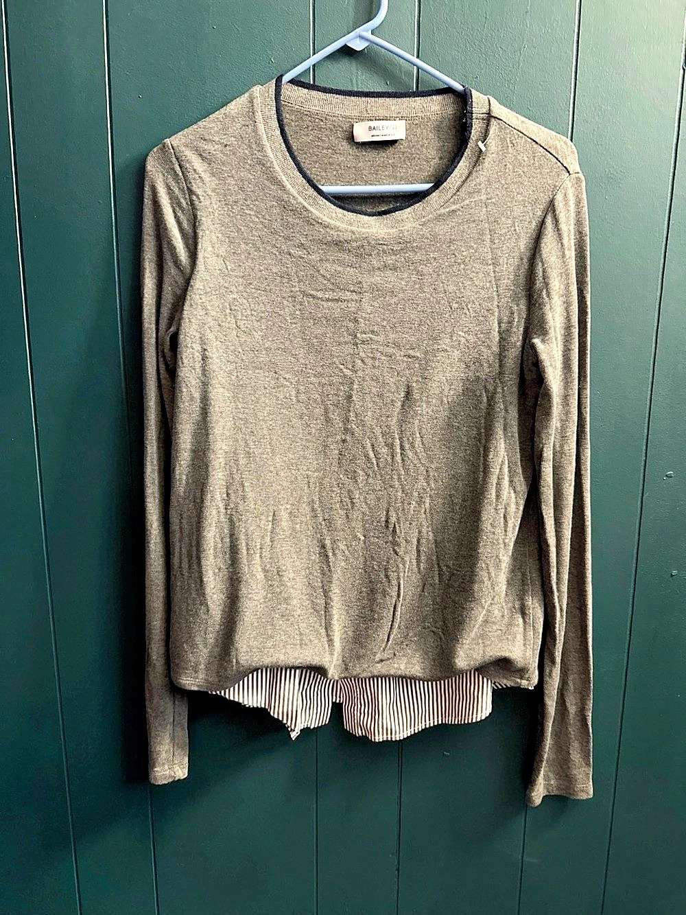 Bailey/44 Long Sleeve Layered Top in Gray & White Size Medium
